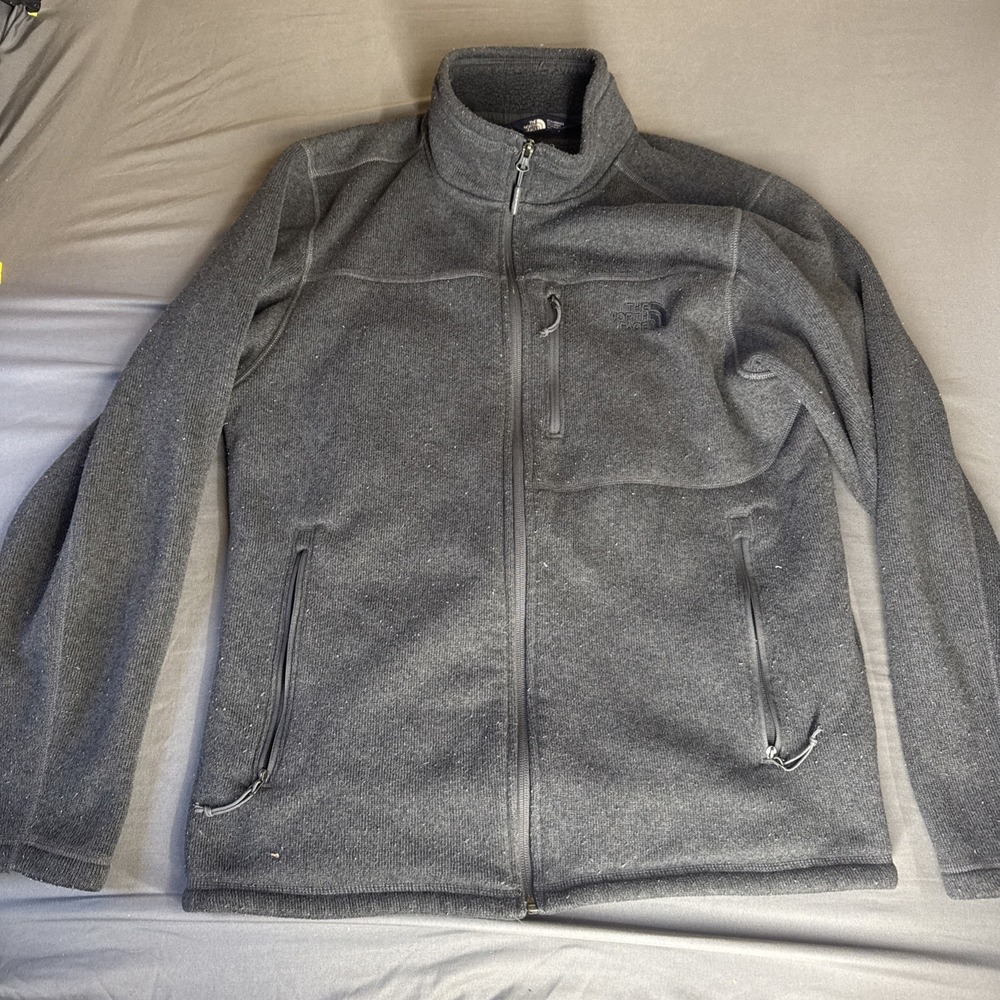 The North‎ Face Pullover Mens L Black Grid Fleece Quarter Zip Warm